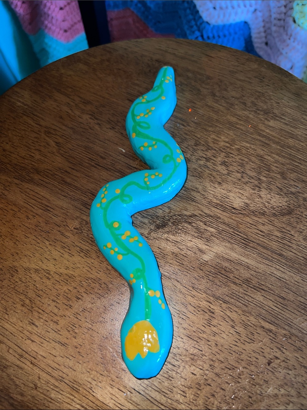 Handmade Turquoise clay Snake Figurine